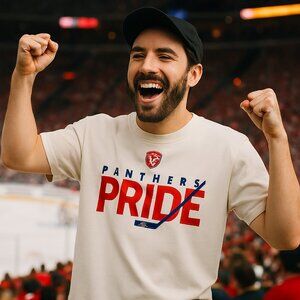 Florida Panthers Pride Graphic TNHL Hockey Short Sleeves White Red XL